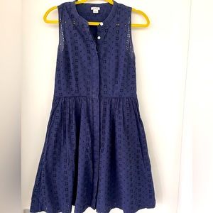 Navy Fit and Flare Jcrew Eyelet Dress. Size Small